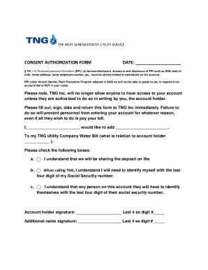 Fillable Online Authorization for Utility E-Bill Account Number Service ...