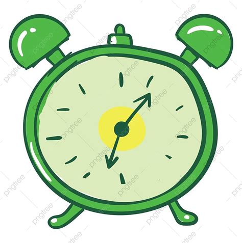 Cute Alarm Clock Clipart PNG Images, Green Alarm Clock Hour Vector ...