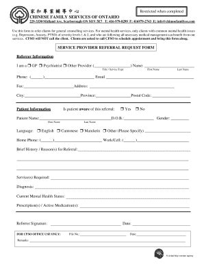 Fillable Online SERVICE PROVIDER REFERRAL REQUEST FORM Fax Email Print ...