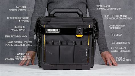 Buy ToughBuilt - Rolling Massive Mouth Bag - XL 18” Tool Bag - Pro ...