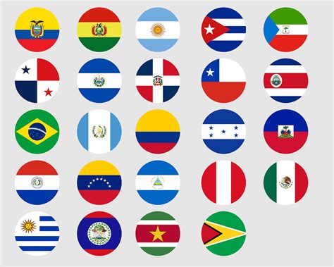 Latin America Country Round Flags SVG Bundle Set, Countries Circle Flag ...