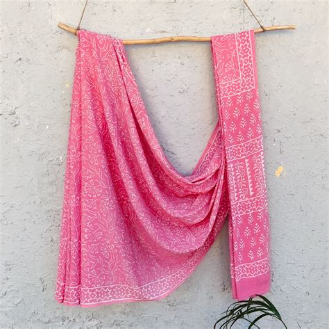 DHAARA- Pure Cotton Baby Pink Chakra Flora Jaal Akola Hand Block Print ...