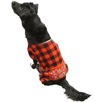 Woof Buffalo Check Santa Baby Pet PJs