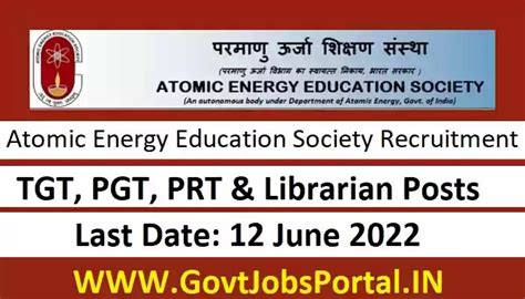 AEES TGT, PGT & PRT Recruitment 2022 : Atomic Energy Education Society ...