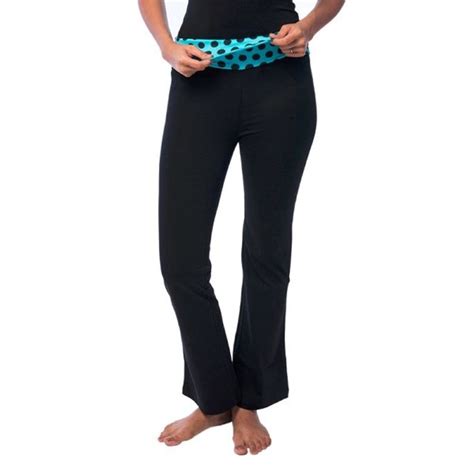 Buy Nite Flite Black Foldover Yoga Pants With Bluewaistband (M) Online