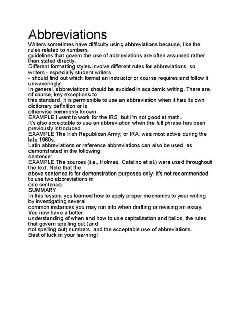 Abbreviations - Composition I - Abbreviations Writers sometimes have ...