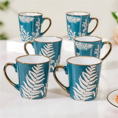 Chai Tea Latte Mug Set of 6 Teal 200ml Online - Premium Coffee Mug ...