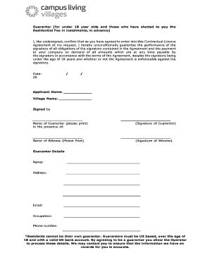 Fillable Online Guarantor Form - Licence Agreement Fax Email Print ...