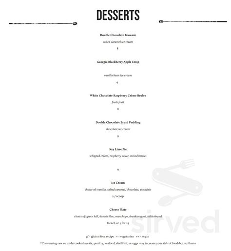 Century House menu in Woodstock, Georgia, USA