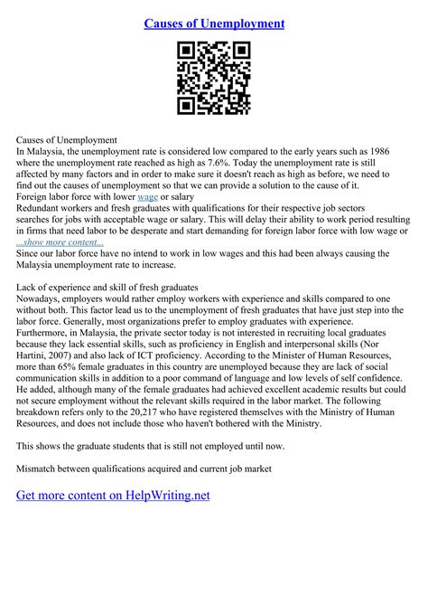 Causes Of Unemployment | PDF