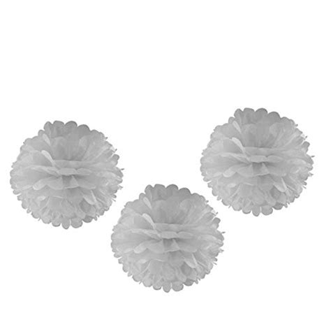 PARTY PROPZ White! Fluffy Pom Pom 10" Hanging for Decoration 3PCS ...