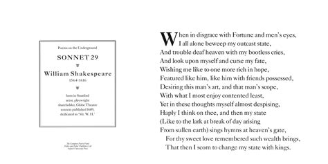 Sonnet 29 – Poems on the Underground