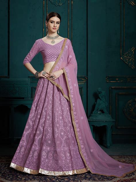 Designer Purple Soft Net Semi Stitched Lehenga With Unstitch