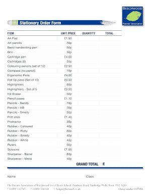 Stationery Order Form Templates | pdfFiller