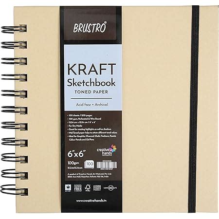 Brustro Toned Paper - Kraft Sketchbook, Wiro Bound, Size 6" x 6 ...