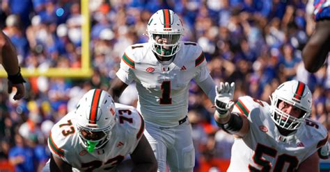 A close up a look a Cam Ward's Miami Hurricane debut