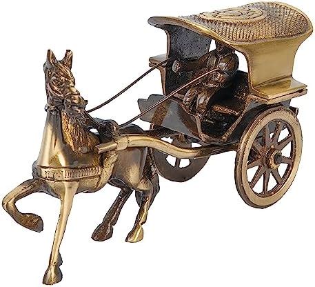 Buy Jaszz Art Brass Horse Cart Showpiece (17x8x9 cm & 500gm, Golden ...