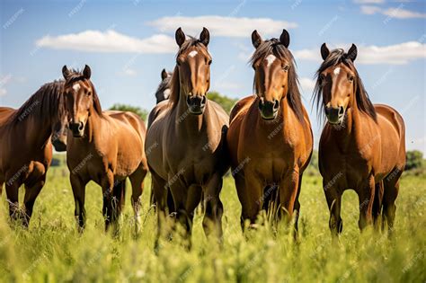 A group of horses standing in a field | Premium AI-generated image
