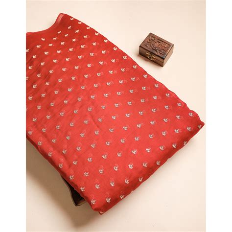 MUL CHANDERI ZARI EMBROIDERED FABRIC