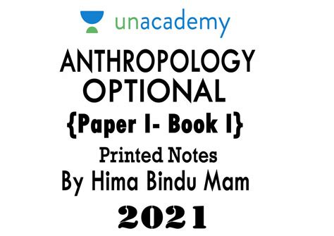 Unacademy-Anthropology Optional By Hima Bindu Mam-Paper I+II-Printed ...