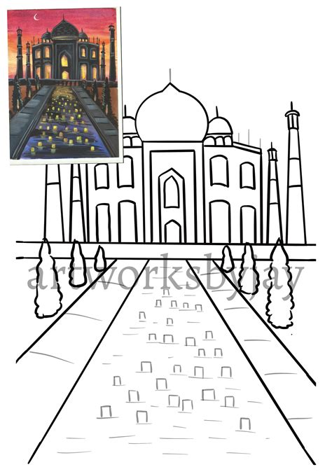 Sketch Of Taj Mahal For Kids - sketch of taj mahal