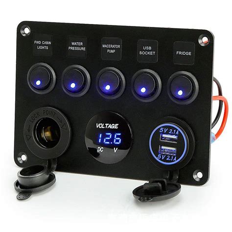 Marine Ignition Toggle Rocker Switch Panel Dual USB Socket Charger 4.2A ...
