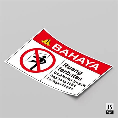 Jual STICKER K3 SAFETYSIGN BAHAYA RUANG TERBATAS - L(60x40cm) - Kab ...