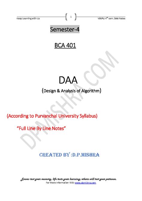 Design and Analysis of Algorithms Notes PDF – DAA BCA 4th sem notes ...