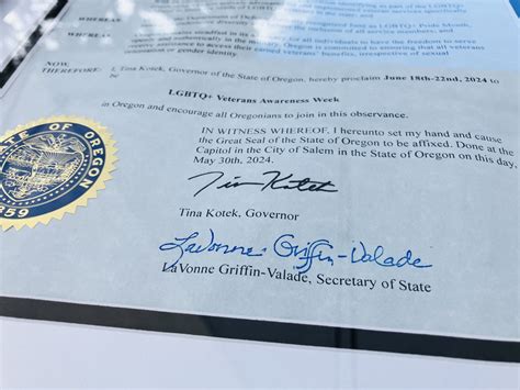 Oregon proclamation declaring June 18-22, 2024, LGBTQ+ Veterans ...