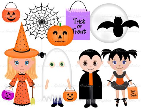 Halloween Costumes Kids Digital Clip Art Set, Clipart Personal and ...