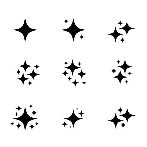 Set of twinkle star icon element design vector | Free Vector