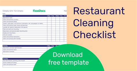 Restaurant Kitchen Checklist 的图像结果