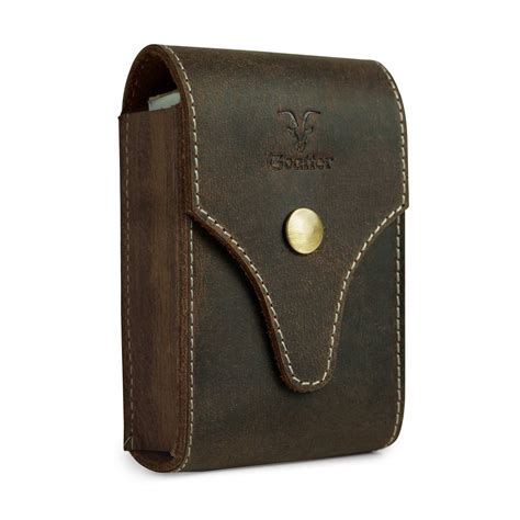 Goatter Leather Material Mens Cigarette & Lighter Cover, Dark Brown ...