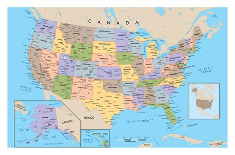 Large political and administrative map of the United States | USA ...