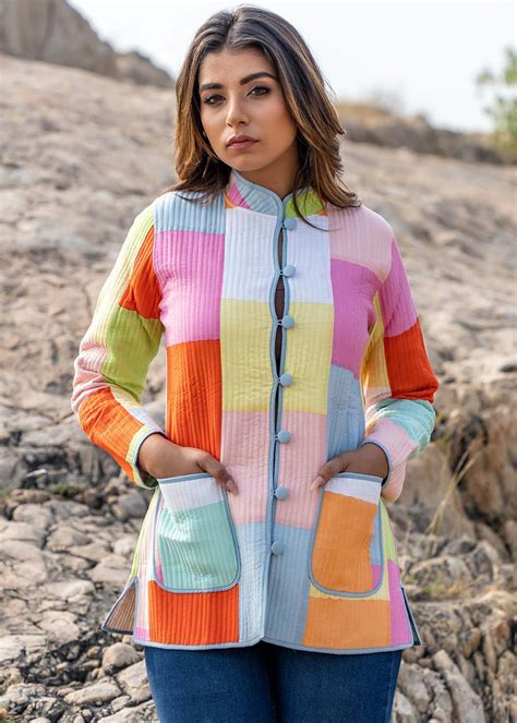 Get Multicolor Patchwork Reversible Cotton Quilted Jacket at ₹ 2400 ...