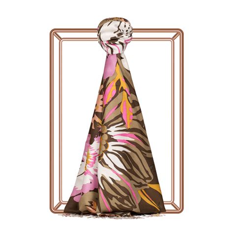 Khaki Green Nihavent Print Silk Scarf | Ipekevi