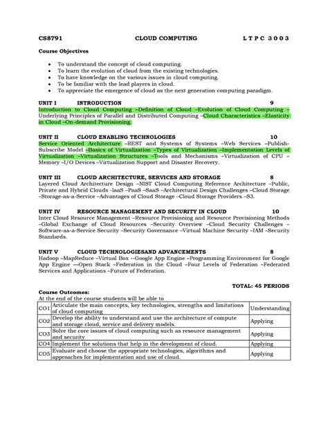 CS8791 Cloud Computing Syllabus - CS8791 CLOUD COMPUTING L T P C 3 0 0 ...