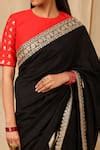 Buy Black Raw Silk Printed Coco Saree For Women by Masaba Online at Aza ...