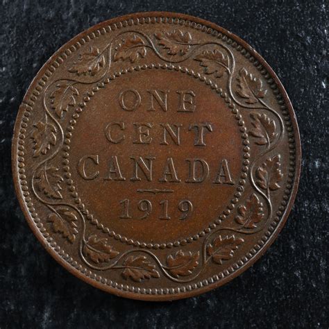 1 cent 1919 Canada one large penny copper King George V c ¢ AU-50 ...