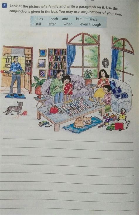 look at the picture of a family and write a paragraph on it. use the ...