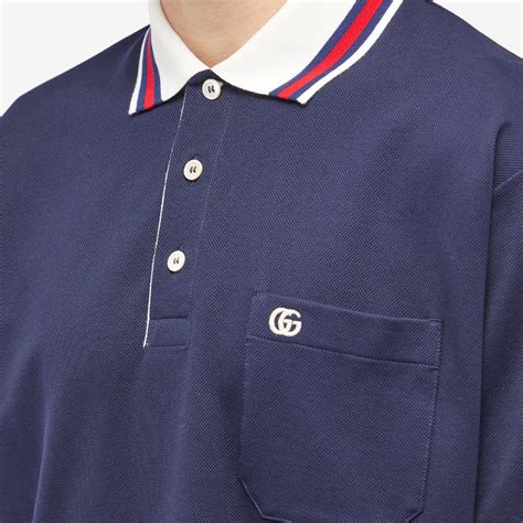 Gucci Tipped Logo Polo Shirt Navy | END. (US)