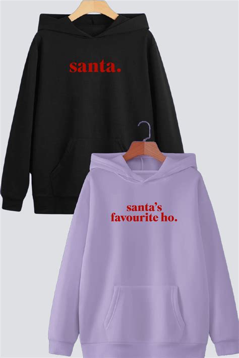 Cheeky Holiday Slogan Couple Oversized Drop Shoulder Hoodies - Pack of ...
