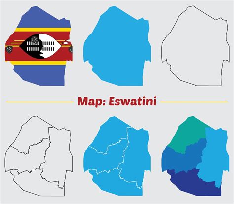 Eswatini map set. Eswatini map silhouette line country Africa map illustration outline. 54071208 ...
