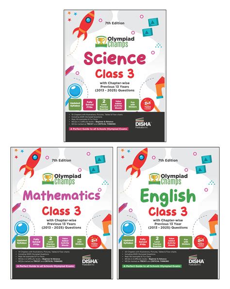 Disha Combo Class 3 (set of 3 Books) Olympiad Champs Science, Mathemat ...