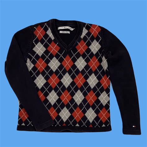 Tommy Hilfiger Women's Argyle Sweater Size Small.... - Depop