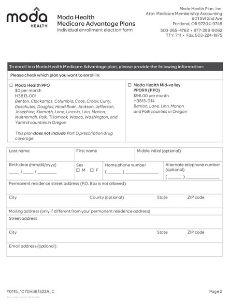 Fillable Online Moda Health Medicare Plan Selection Form Fax Email ...