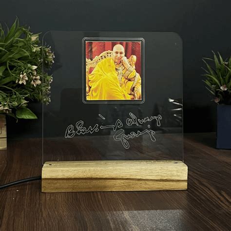 Guru JI Acrylic Photo Frame with Wooden LED Base – Personalized Gift D ...