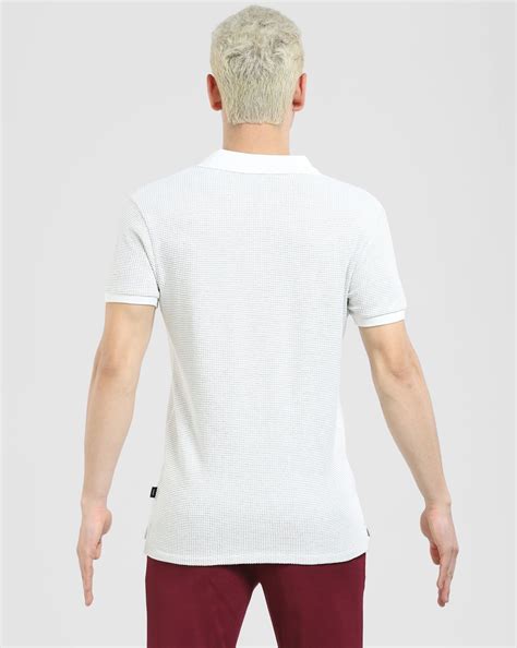 Buy White Zip-Up Polo T-shirt for Men