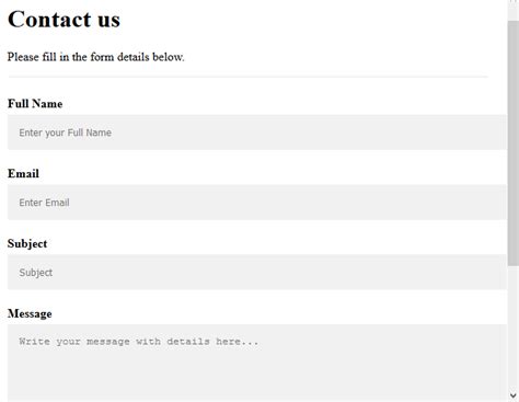 Image result for Contact Form HTML Code