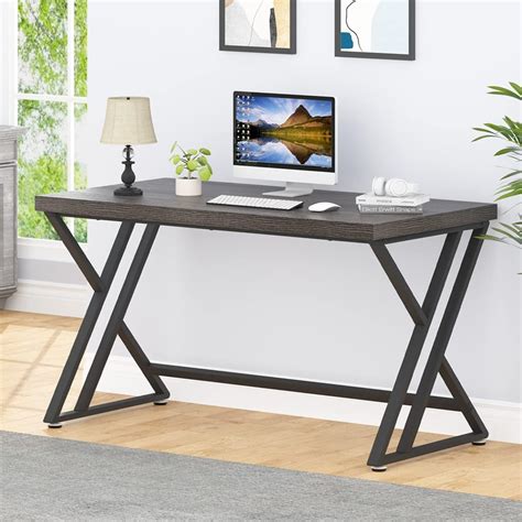 Buy LVB Industrial Computer Desk, Rustic Wood Metal Home Office Desk ...